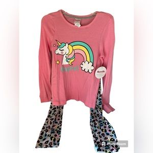 Girls Set Nannette Kids Top & Bobbie Brooks Leggings Size Large 10/12 NWOT